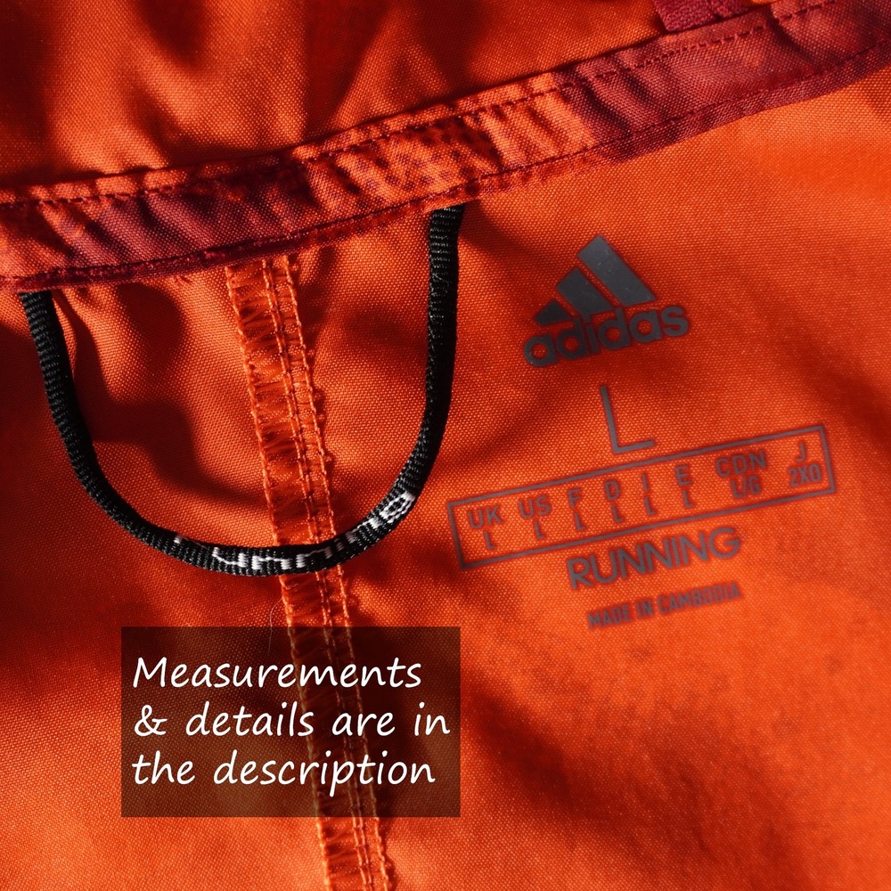 Adidas Running Windbreaker Red Camo Large Reflective Hooded Jacket - Picture 7 of 8